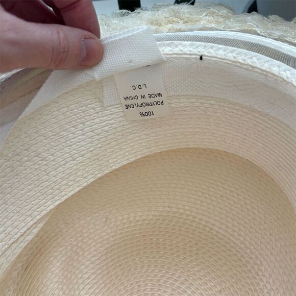 Women's Ivory Wide Brim Straw Hat with Sequins & Floral Appliqué - Picture 10 of 10